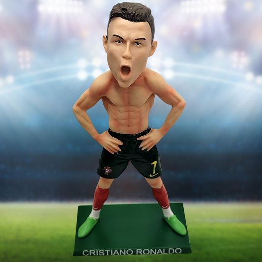 Figuras Bobblehead de Diego Maradona, Lionel Messi y Cristiano Ronaldo