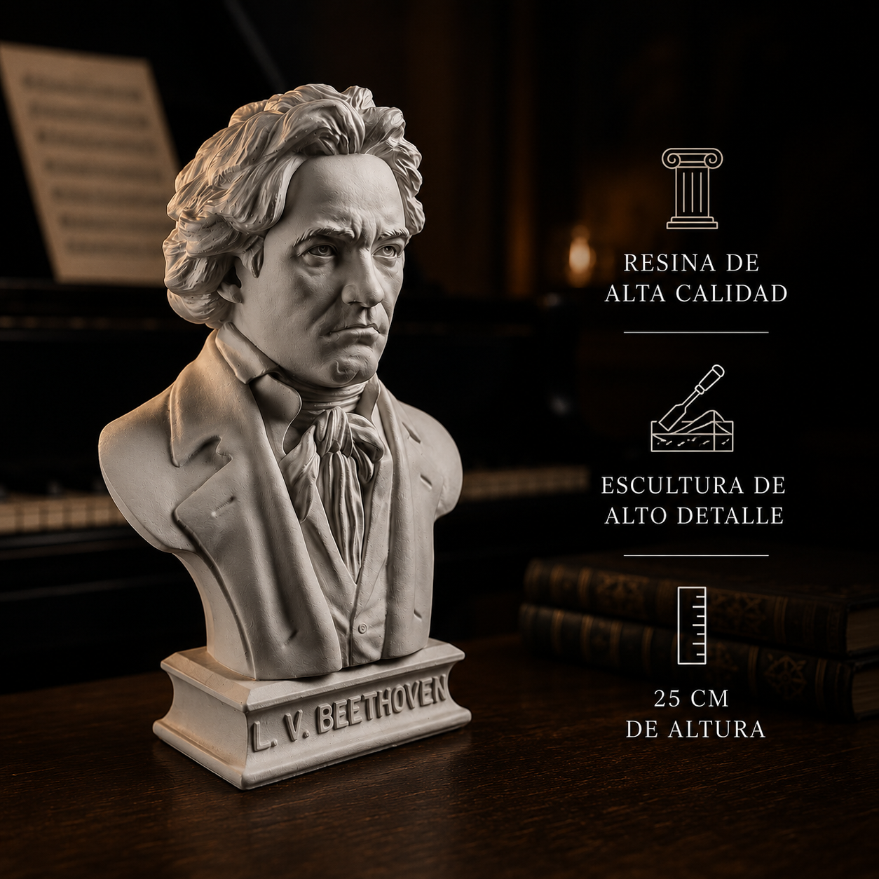 Busto de Ludwig Van Beethoven de 25cm de Altura