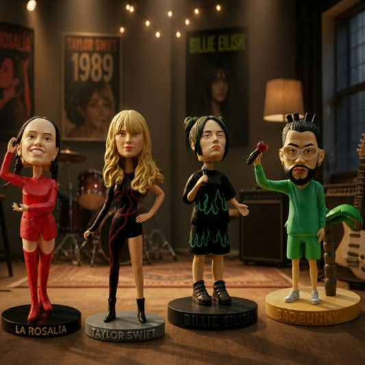 Figuras Bobblehead de Taylor Swift, Bad Bunny, Rosalía y Billie Eilish